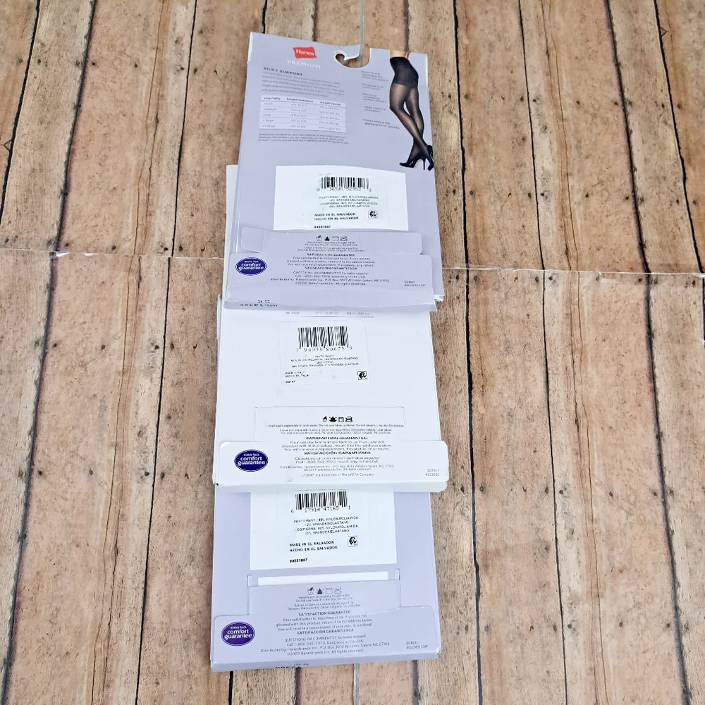3 Pairs Hanes Premium Tights, Silky Support Cellulite Smoothing Panty Sz M